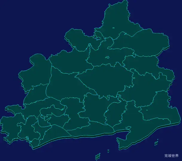 threejs茂名市电白区geoJson地图3d地图指定区域闪烁